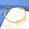 Brass Micro Pave Clear Cubic Zirconia Round Beaded Bracelets BJEW-F528-05G-2