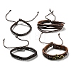 4Pcs 4 Style Adjustable Braided Imitation Leather Cord Bracelet Sets BJEW-F458-13-2
