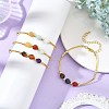 Natural Mixed Stone Star Cut Round and Brass Tube Beaded Bracelets for Women BJEW-JB14439-1