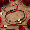 2Pcs Heart 304 Stainless Steel Bead Braided Bead Bracelets LR5598-3-3