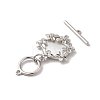 Brass Pave Clear Cubic Zirconia Toggle Clasps KK-M243-09P-01-4