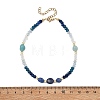 Dyed Natural Malaysia Jade & Blue Aventurine & Amazonite Beads Beaded Anklets for Women AJEW-AN00832-03-4