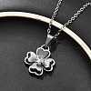 304 Stainless Steel Crystal Rhinestone Clover Pendant Necklaces for Women NJEW-Z056-03P-3