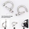 2Pcs 304 Stainless Steel D-Ring Anchor Shackle Clasps STAS-CA0001-56A-4