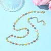 304 Stainless Steel Enamel Colorful Sunflower Link Chain Necklaces for Women NJEW-JN06104-1