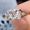 Alloy Rhinestone Plain Band Rings PW-WG28CFB-03-3