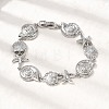 Summer Beach Brass Micro Pave Clear Cubic Zirconia Starfish & Shell Shape Link Chain Bracelets LS-BJEW-C118-02A-P-3