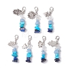 Natural Lapis Lazuli  & Natural Aquamarine Chips Pendant Decoration HJEW-JM02100-03-1