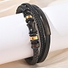 Braided Microfiber Leather Cord & Natural Tiger Eye Multi-strand Bracelets BJEW-C153-01A-1