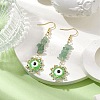 Evil Eye Natural Green Aventurine Chip & Seed Beads Dangle Earrings EJEW-MZ00166-04-2