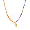 Rainbow Gradient Glass Seed Beaded Necklaces AF2375-8-1