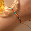 Glass Seed Heishi Braided Bead Bracelet for Women KM8576-3
