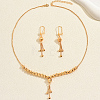 Vintage Brass Round Beaded Tassel Necklace & Earrings for Women KK0094-2