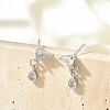 Brass Micro Pave Clear Cubic Zirconia Stud Earrings EJEW-R016-26P-02-1