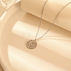 Stylish Stainless Steel Flat Round with Moon Pendant Necklaces for Women's Daily Wear XY3014-1-3