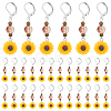   30Pcs Sunflower Resin Charm Stitch Marker with Glass Bead AJEW-PH0003-80-1