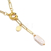 Natural Baroque Pearl Keshi Pearl Lariat Necklaces NJEW-JN03042-11