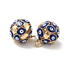 Round with Evil Eye Brass Enamel Pendants KK-G419-15G-03-3