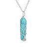 Synthetic Turquoise Double Terminal Pointed Faceted Bullet Copper Wire Wrapped Tree of Life Pendant Alloy Chain Necklaces FS-WG07FDC-04-1