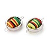 Polymer Clay Disc Beads with CCB Plastic Ring Frame Connector Charms CLAY-T022-33M-2