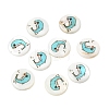 Ocean Printed Natural Freshwater Shell Flat Round Beads SHEL-A006-13A-1