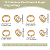 16Pcs 8 Style 201 Stainless Steel Grooved Finger Ring Settings STAS-BBC0002-32-2