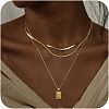 3Pcs Brass Rectangle Pendant 3 Layer Necklaces for Women FS-WG7502D-01-1