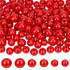 Spray Painted/Dyed Round Natural Schima Wood Beads WOOD-PA0001-80-1