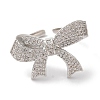 Bowknot Brass Micro Pave Clear Cubic Zirconia Open Cuff Rings for Women RJEW-C098-17P-2