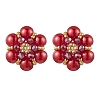 Glass Seed Beads Flower Stud Earrings EJEW-MZ00349-3