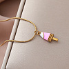 Summer Beach 304 Stainless Steel Enamel Ice Cream Pendant Necklaces for Women FD1093-3