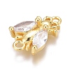 Brass Micro Pave Clear Cubic Zirconia Charms ZIRC-O035-24G-3