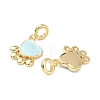 Brass Enamel Paw Print European Dangle Charms KK-L256-08G-2
