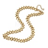 304 Stainless Steel Ball Tassel Cuban Link Chain Necklaces NJEW-K249-22G-4