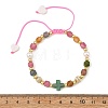 Natural Multicolor Tourmaline Faceted Cube Braided Bead Bracelets BJEW-JB14379-03-4
