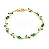 Brass Glass Flower Link Chain Bracelets KK-CBA7DFA-01G-B-6