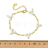 Natural Cultured Freshwater Pearl & Brass Charm Bracelets for Women BJEW-JB14108-4
