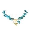 Summer Beach Alloy Starfish Pendant Dyed Natural Freshwater Shell Nuggets Beaded Necklaces for Women NJEW-JN06334-2