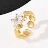 304 Stainless Steel Cuff Rings for Women RJEW-S639-03G-1