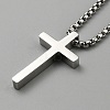 Stainless Steel Cross Pendant Necklace with Box Chains NJEW-WH0016-48P-1