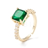 Green Cubic Zirconia Square Cuff Ring KK-D067-33G-RS-1