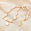 Ocean Brass Enamel Starfish Shell Shape Pendant Round ABS Imitation Pearl Beaded Necklaces KK-CBA4547-04D-G-1