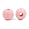 Printed Wood European Beads WOOD-G029-07-3