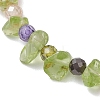 Natural Peridot Chip & Cubic Zirconia Bead Slider Bracelets for Women BJEW-JB13284-3