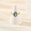 3Pcs Natural Paua Shell with Copper Wire Finger Rings for Women RJEW-JR01112-2