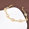 Oval Brass Micro Pave Cubic Zirconia Link Chain Bracelets for Women BJEW-D387-04G-07-3