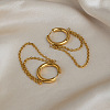 304 Stainless Steel Double Chain Tassel Hoop Earrings for Women MX0764-4