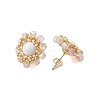 Flower Glass Seed Beaded with Natural Mashan Jade Stud Earrings for Women EJEW-MZ00208-02-1