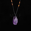 Natural Raw Amethyst Nugget Pendant Necklaces PW-WG79580-05-1