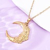 Moon with Flower 304 Stainless Steel Pendant Necklaces NJEW-H059-11G-2